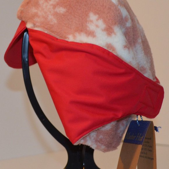 Homemade Musher Hat Red Waterproof Nylon Upper Shell Pink Fleece Inner Shell OS - Picture 9 of 9
